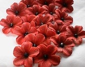 Gumpaste Red Cake Decorations Blossoms with Black Dragee Gum Paste