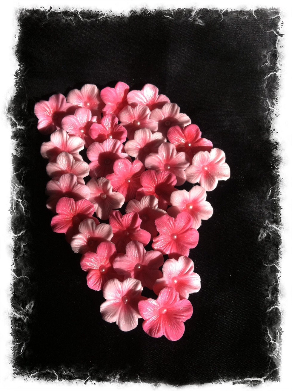 GUMPASTE Cake Decorations Different Shades of Pink Gum Paste Blossoms 25 piece