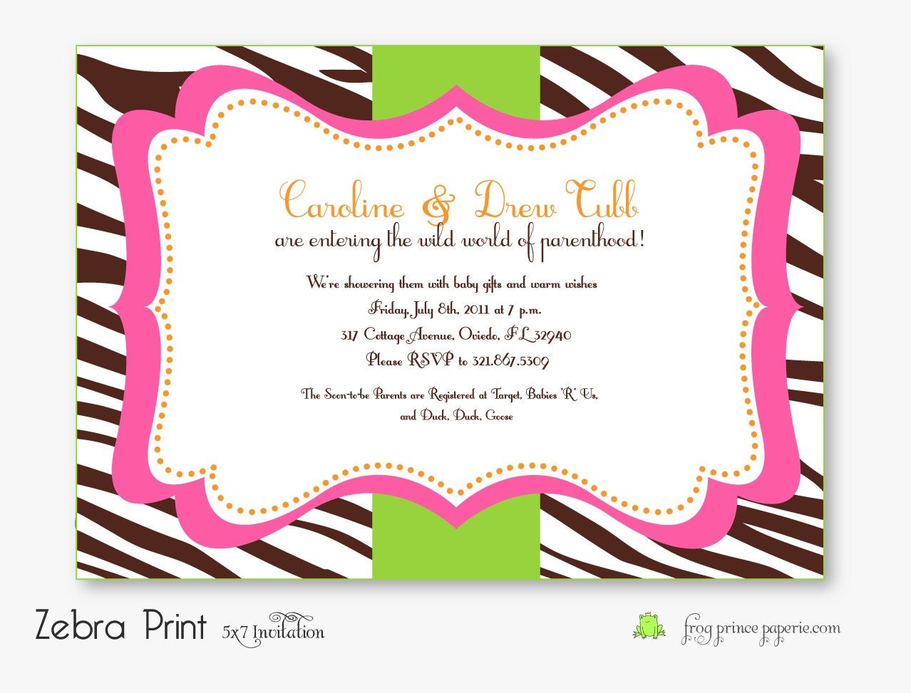 Zebra Print Printable Party or Shower Invitation -DIY Il_570xn
