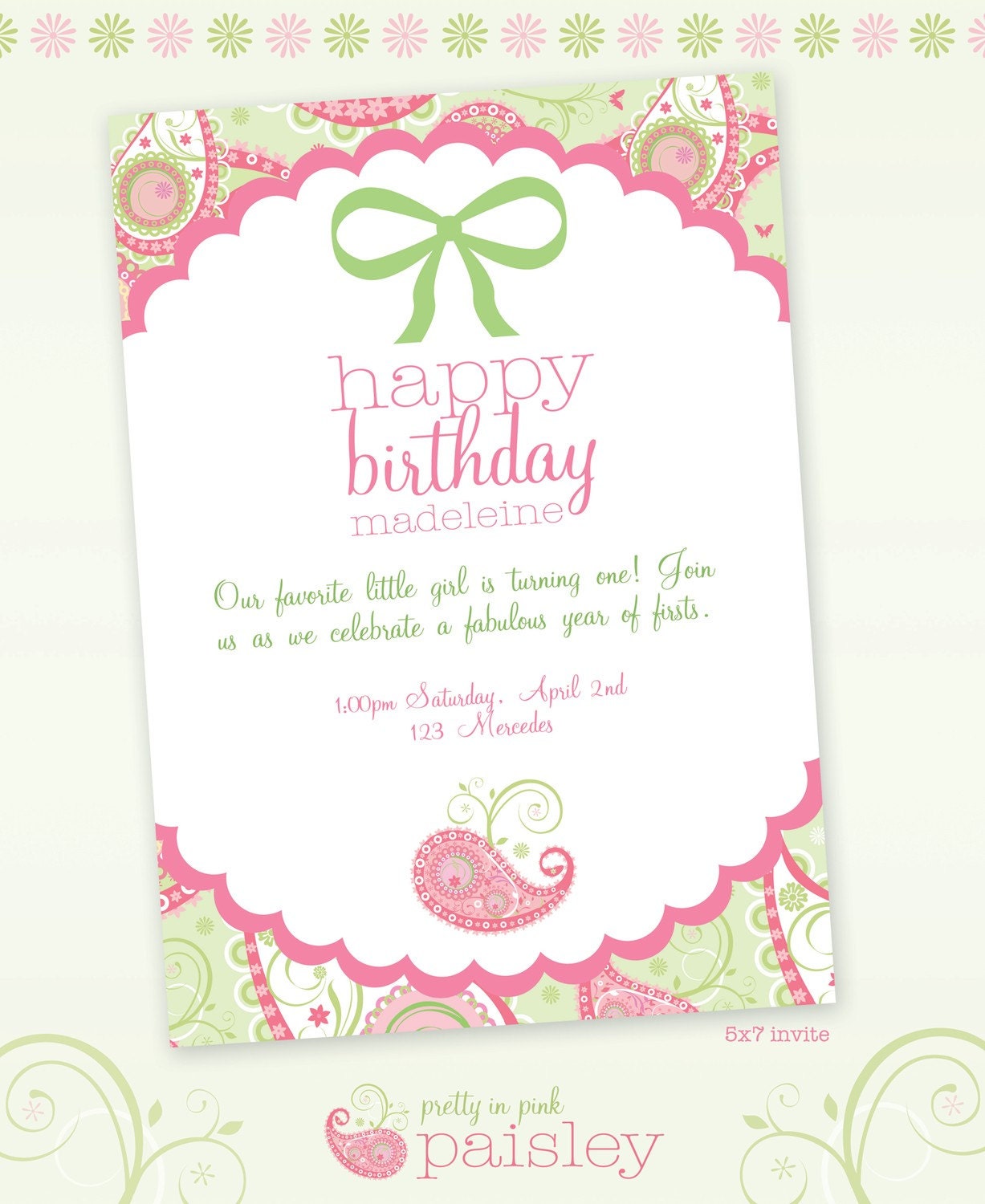 Paisley Pretty and Pink Printable Party Invitation - DIY Il_570xn