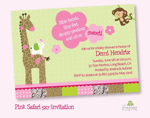 Pink Jungle Safari Baby Shower Custom Printable Party Pack - DIY