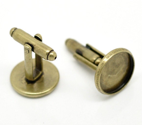 Silver Cufflink Blank Tray Cuff Link Back Findings Your Own Photo Accessories Fit 14mm 4pcs
