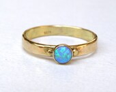 Handmade engagement ring Blue Opal Ring - 14k gold ring Made to order