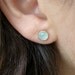 FOR SALE Blue Aquamarine Stones Studs in Recycled 14k yellow Gold Earrings