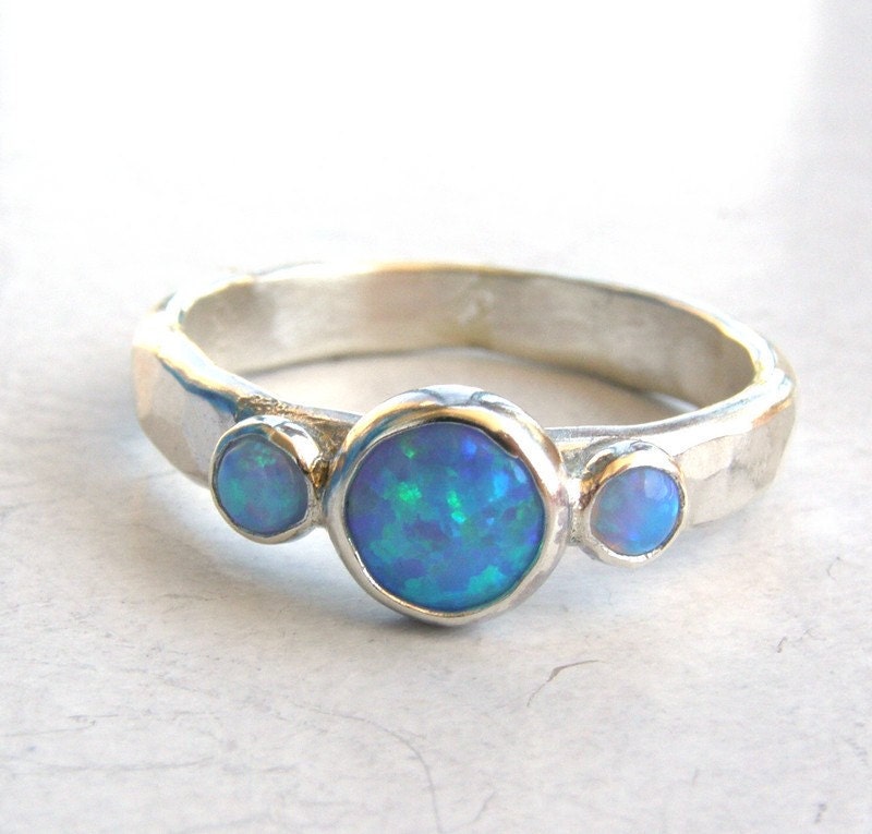 Engagement Ring -opal ring silver ring - Recycled silver sterling ring Made to order