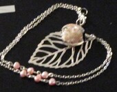 Leaves and Lampwork in PINK with Fresh Water Pearls