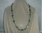 Labradorite and blue mediterranean opal crystal necklace