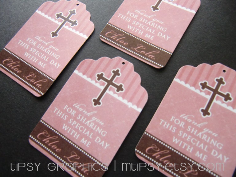 Sweet Baptismal Favor Tag. Thanks for Sharing This Special Day. Printable file. ANY COLORS by Tipsy Graphics