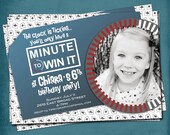 MINUTE to WIN IT Party Invite, Photo Optional- fun for Big Kids and Adults - by Tipsy Graphics Il_170x135