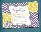 Spa Pom Pom. Chevron Mums Baby / Bridal Shower Invite by Tipsy Graphics. Any colors and text. Il_170x135