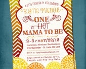 One Hot Mama. Floral Chevron. Baby Shower Fiesta or Party Invite by Tipsy Graphics. Il_170x135
