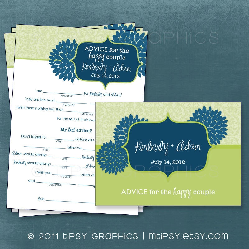 Dahlia Lace. MAD LIB MadLib Advice & Well Wishes for the Expectant / Happy Couple Printable Cards, any Colors. By Tipsy Graphics Il_570xn