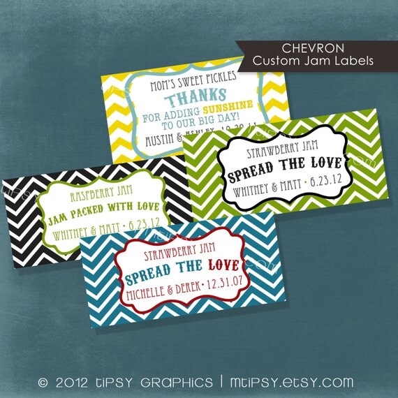 Chevron. Spread the Love Jam Packed with Love. Label Design Printable file. Any colors by Tipsy Graphics Il_570xn