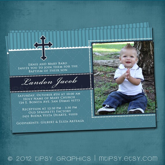 Sweet Baptismal / Dedication / Communion Announcement or Invite by Tipsy Graphics - Any Colors, Completely Customizable Il_570xn