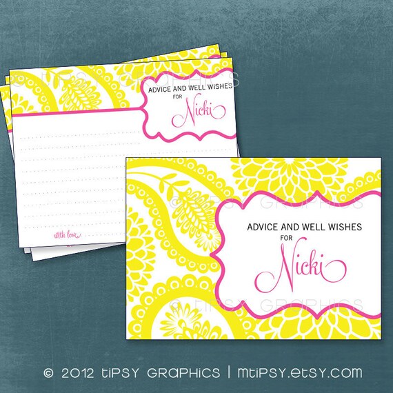 Pink Paisley and Mums. Pretty Advice & Well Wish Cards for Graduate / Mom / Bride to Be. by Tipsy Graphics. Printable Cards, Any Colors Il_570xn