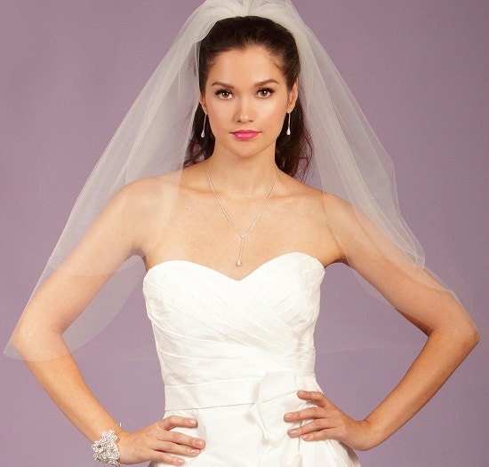 Wedding Veil  - Handmade 2-Tier Cut Edge Elbow LengthVeil  - made to order