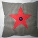 AMERICANA Throw PILLOW 16X16 in. Red Star Blue Gingham
