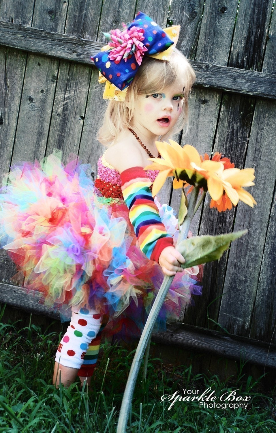 Clown Costume Petti Tutu set plus legwarmers and bow