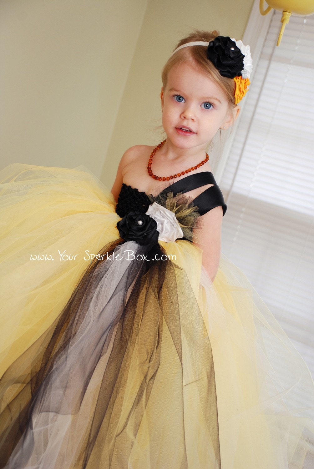 Black Gold White tutu dress Steelers Pittsburgh football wedding flower girl
