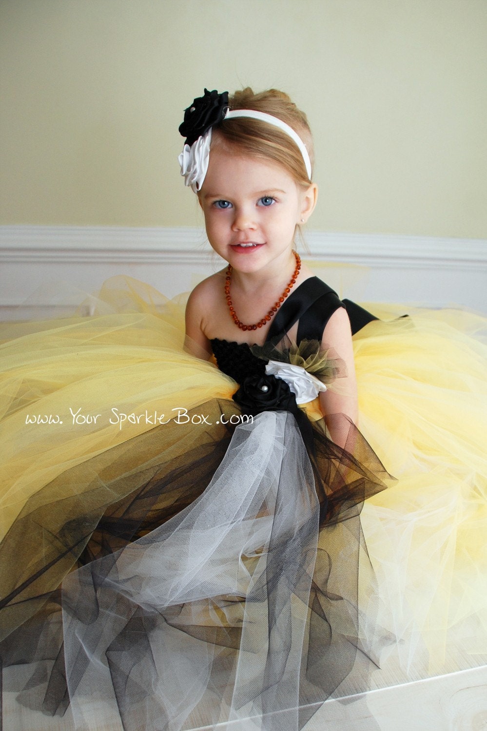 Black Gold White tutu dress Steelers Pittsburgh football wedding flower girl