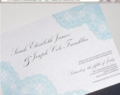Turquoise Vintage Antique Lace Wedding Invitation
