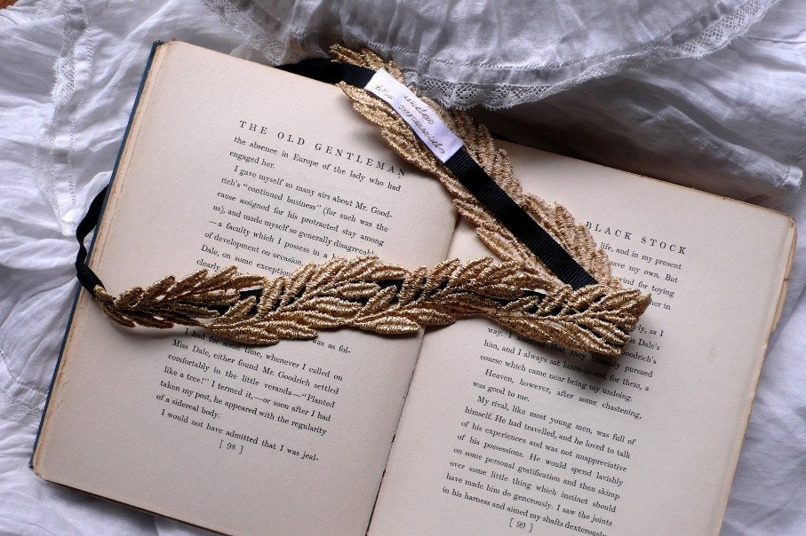 RESERVED for Anne Laure - J'ai baise ta bouche - golden laurel wreath tiara, headband