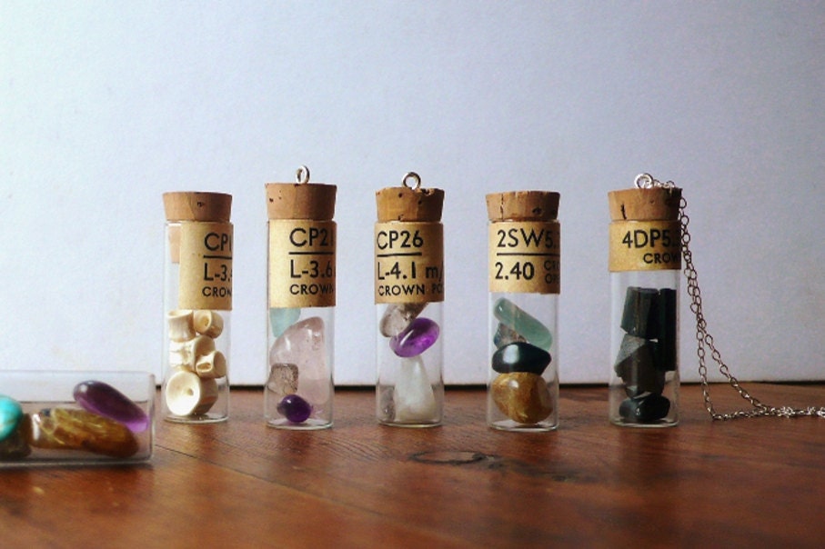 Custom Crystals Talismans (antique vial and custom gems)
