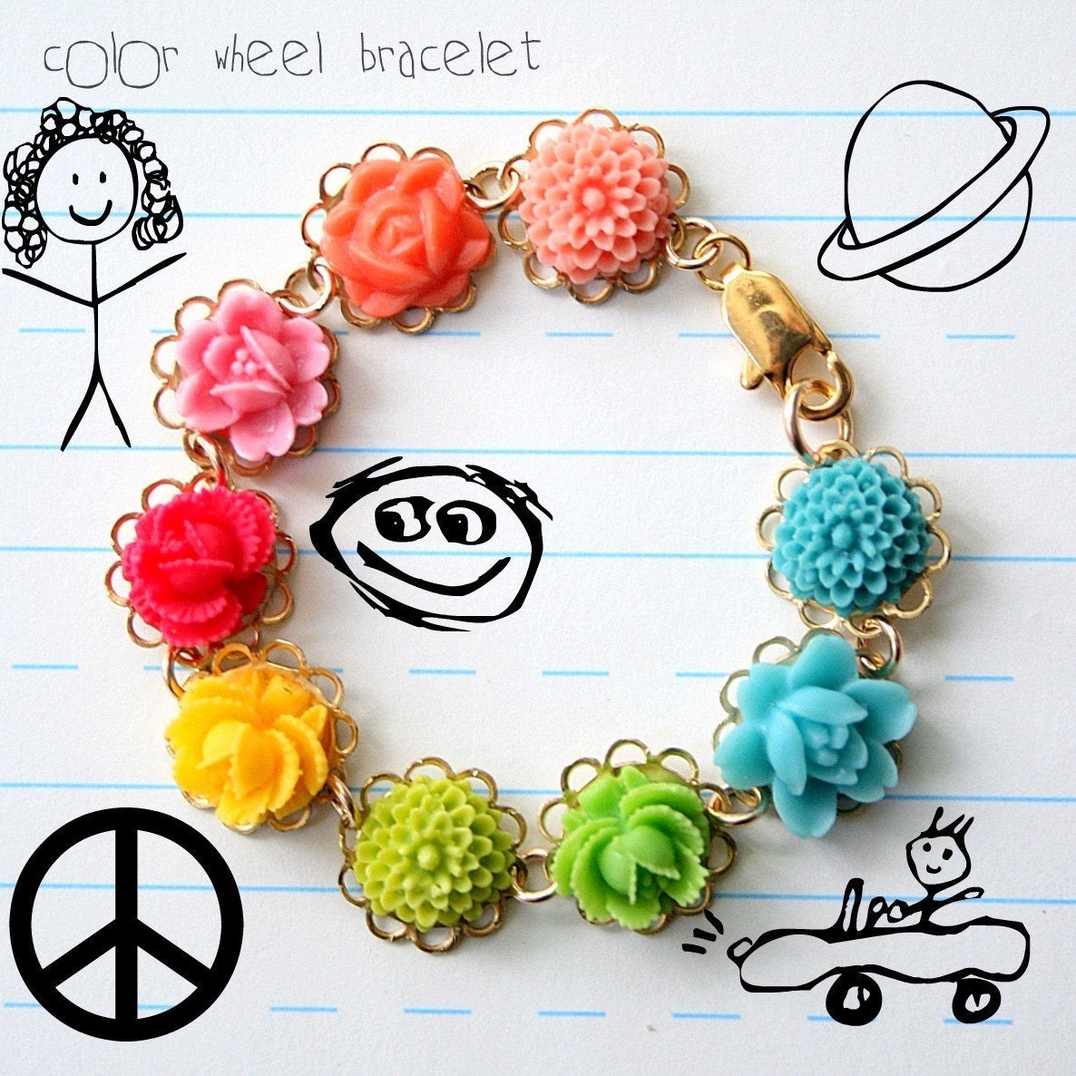 Children Color wheel Bracelet, Colorful, Rainbow, Birthday