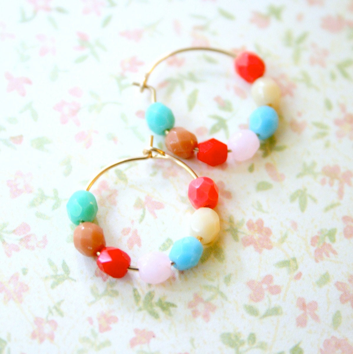 Little Colorful Beaded Children Hoops