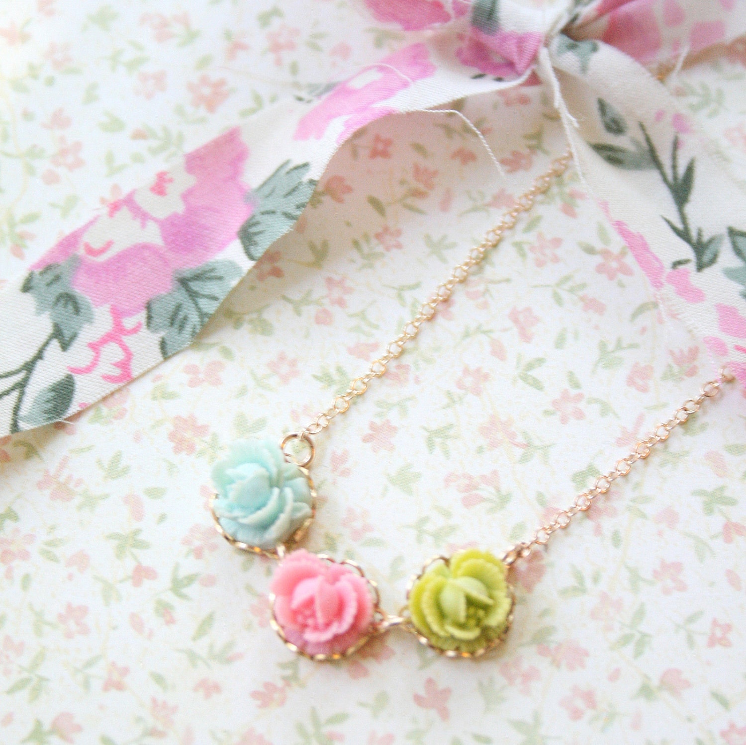 Three Mini Rose Gold Filled Necklace