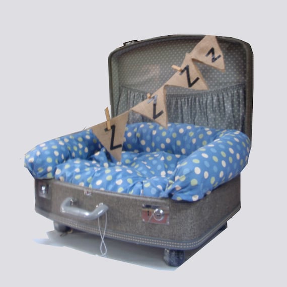 Grey Retro Suitcase pet bed for small dogs and cats, Cool stuff
