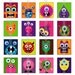 Monsters - one 4x6 inch digital sheet of scrabble size (0.75 x 0.83 inches) images for scrabble tiles