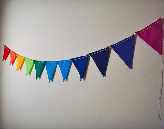 Bunting Flags- Rainbow of Colors eco felt pennants Il_570xn