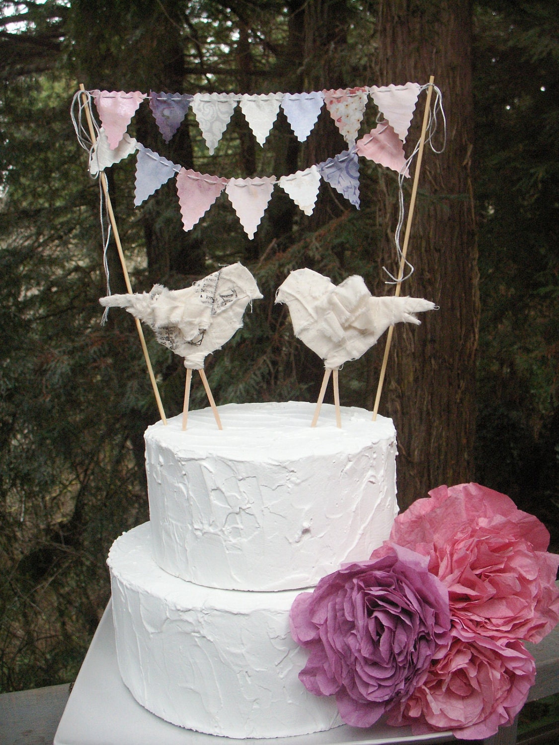 Wedding Cake Bunting - Lavender, Pale Grey, Peach, Ivory. Il_570xn