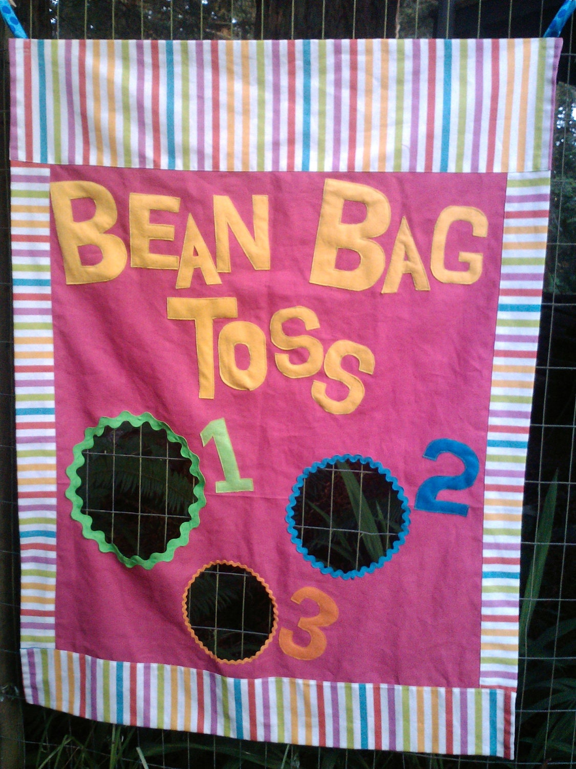 Bean Bag Toss Game in Bright Pink with Yellow, Green Turquoise, Purple Il_570xn