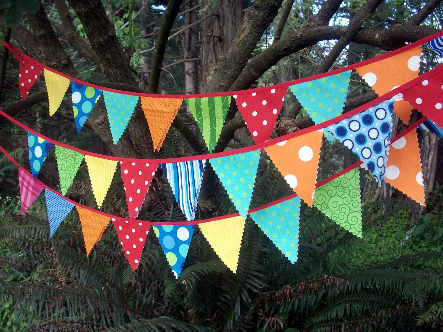 Circus Bunting Fabric Party Flags size small