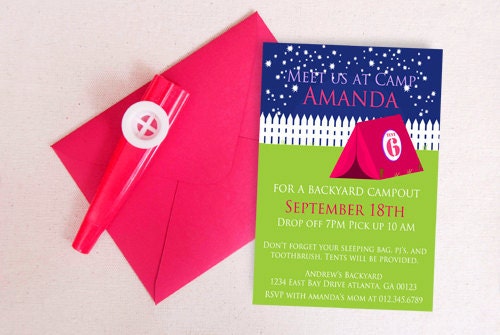 Camp Out Birthday Printable DIY Invite (Digital File)