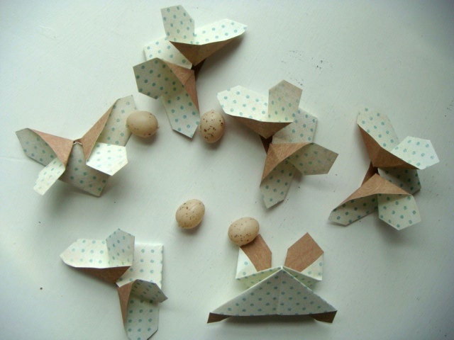 Origami Butterflies in Blue Bird Dots