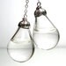 Long drop clear color water pear shaped sterling silver earrings