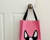 Boston Terrier Ears Tote Bag Pink - Free Personalization Available