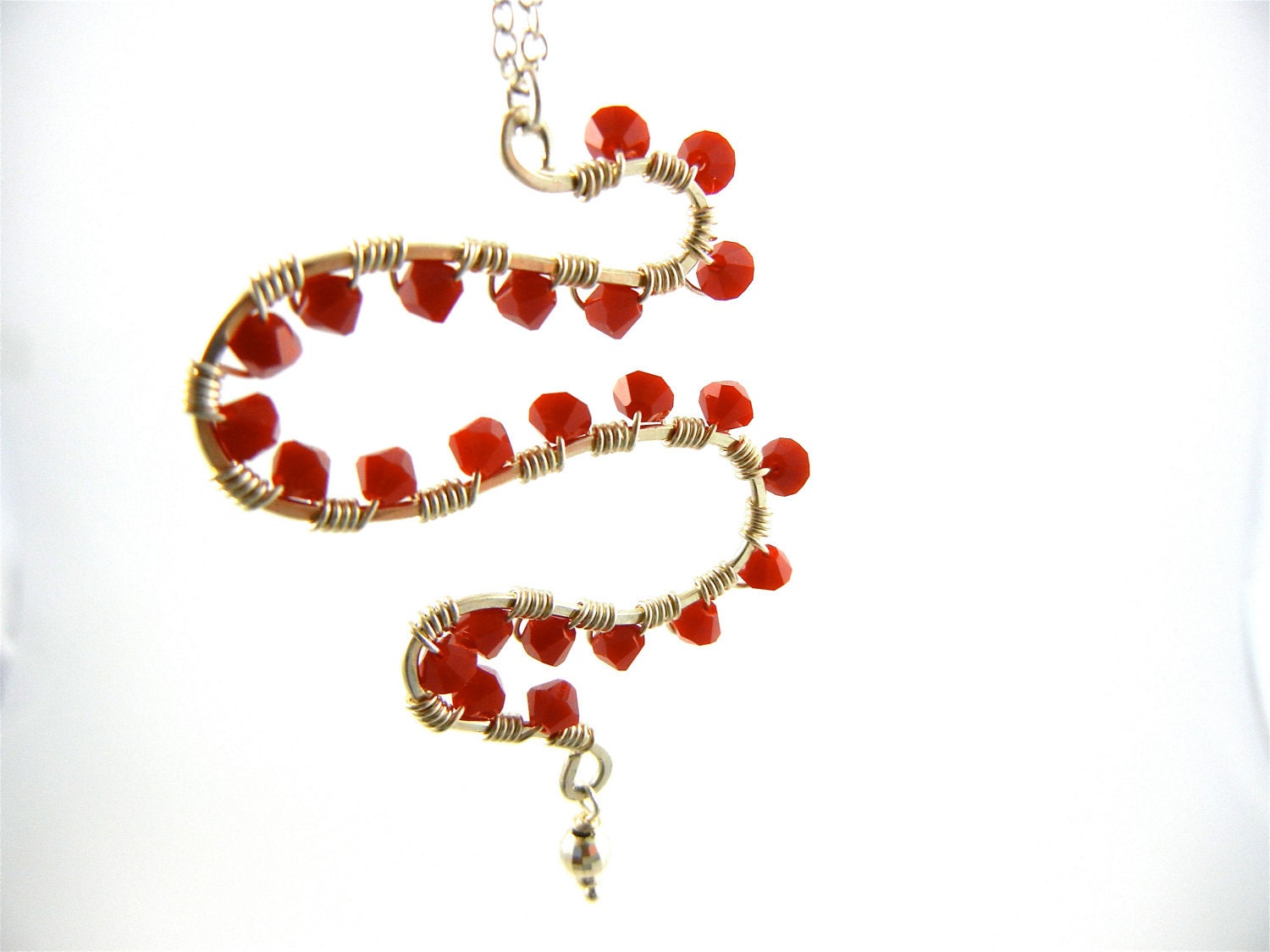 Sterling Silver  Necklace, Beaded Necklace, Coral Beads Pendant Necklace