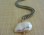 Pearl Necklace, Fresh Water Pearl Necklace Stainless Steel Chain