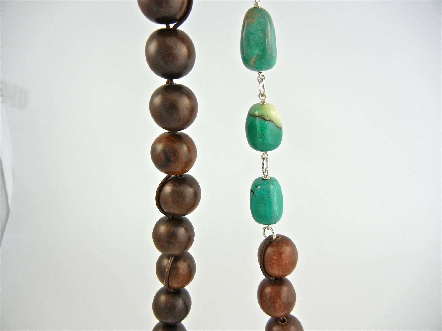 Long Leather Cord Turquoise Necklace