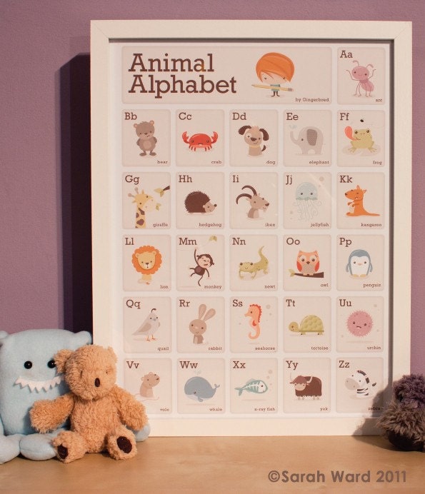 cute animal alphabet print