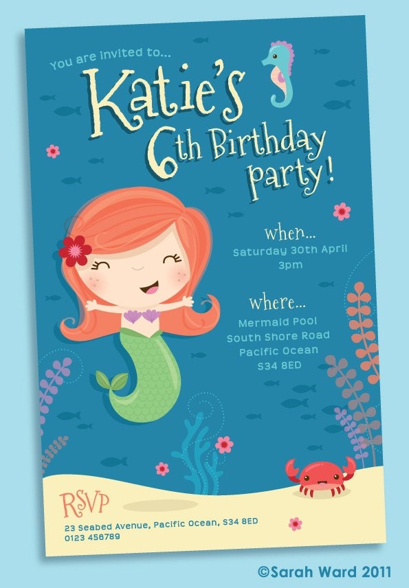 Custom Mermaid Party Invitation