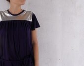 Dress with Belt dark violet with gold