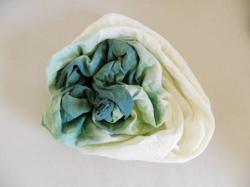 hand painted scarf rich green