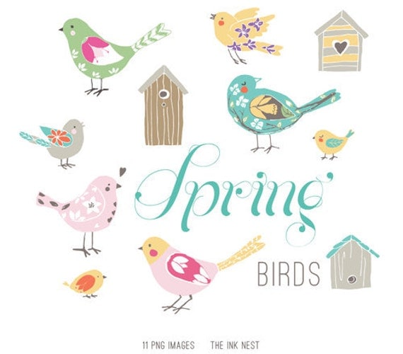 CLIP ART  - Spring Birds - for commercial and personal use