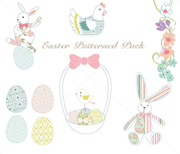 CLIP ART - Easter Patterned Pack - for commercial and personal use