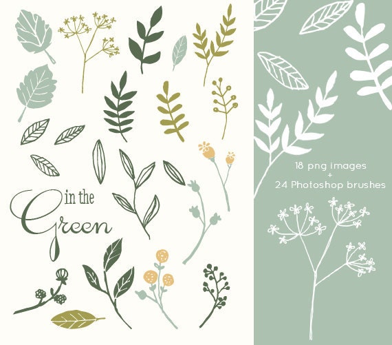 CLIP ART and Photoshop Brushes  - In The Green - for commercial and personal use